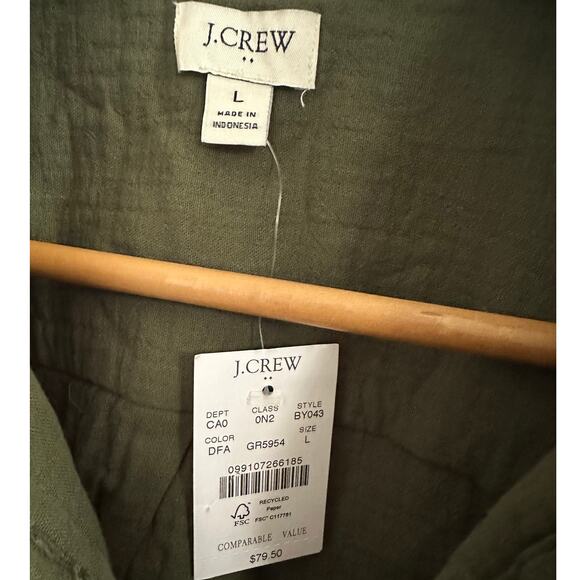 J.Crew Womens Green Linen Button-Up Shirt Size L Long Sleeve Casual Lightweight - Picture 5 of 5
